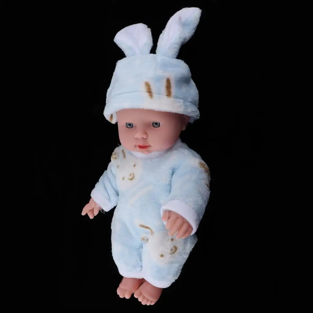 12 inch Doll Full Vinyl Newborn Baby w. Clothes Kids Toys Xmas Gifts Blue