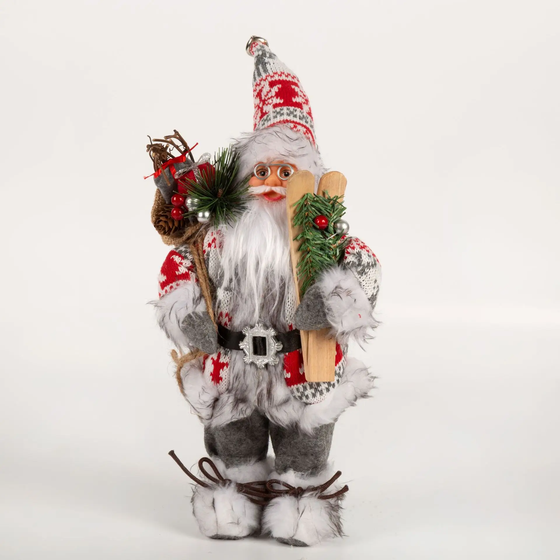30/45cm Santa Claus Statue Decorative Ornament White Plush Christmas Doll Bedroom Table Top Decoration Christmas Gifts