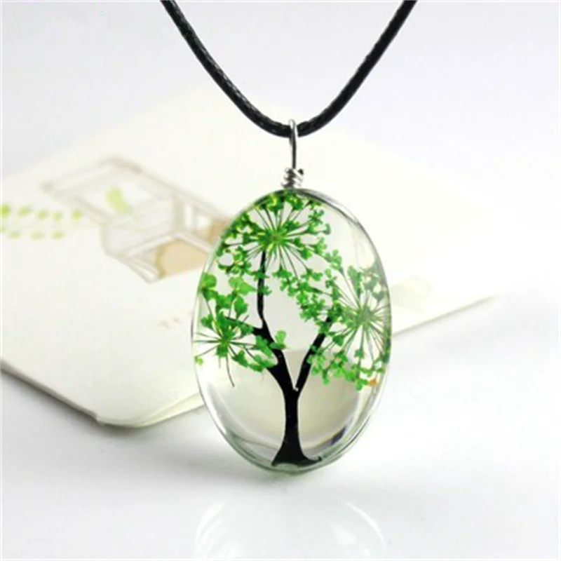 Dry Flower Pendant Necklaces Transparent Glass Life Tree Necklace Jewelry For Women Lucky Accessories 2026 Fashion Handmade Gift