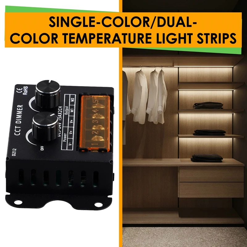 Controlador LED DC 5-24V 15A regulable CCT temperatura de doble Color controlador de tira LED caja de luz LED letrero
