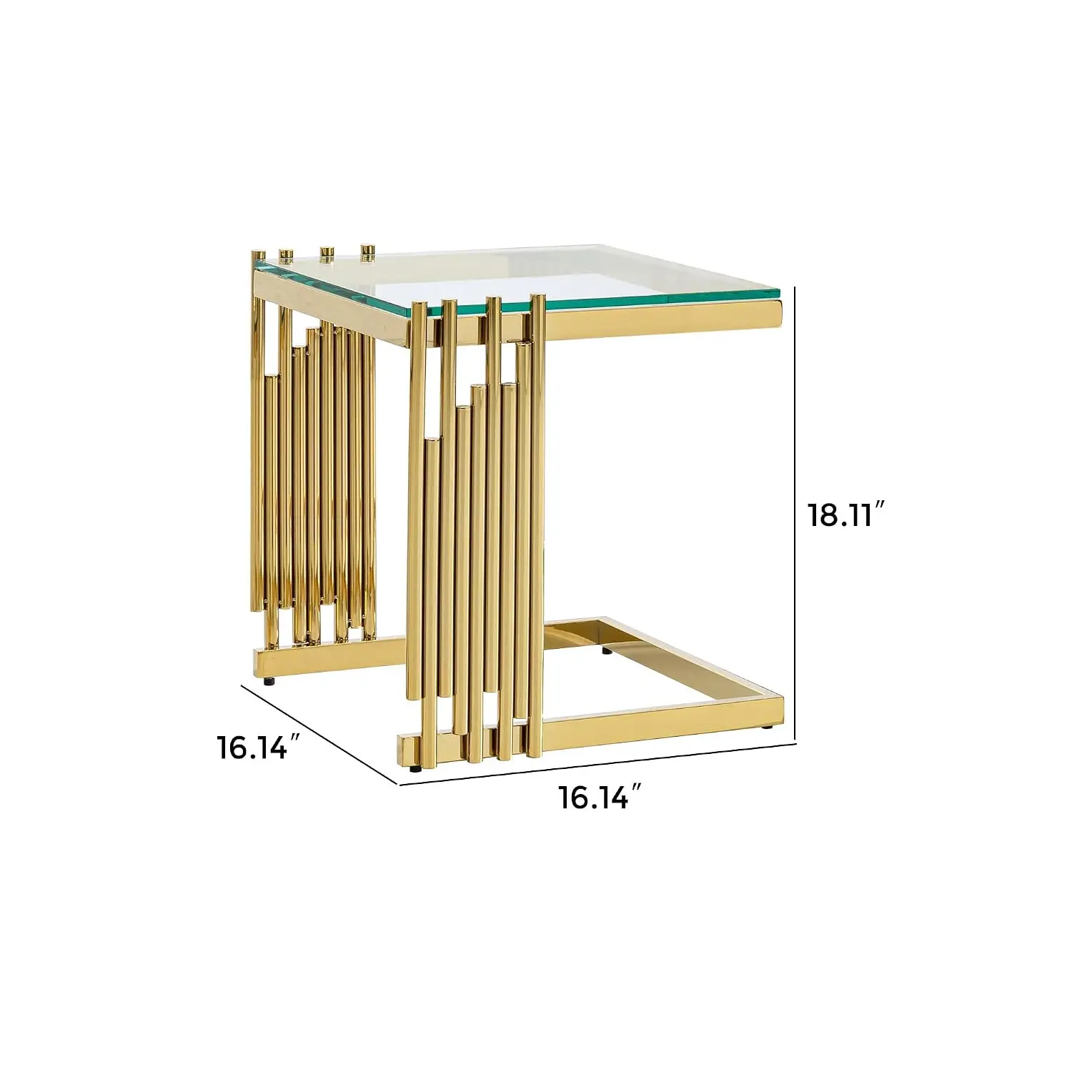 2-Piece Glass Nesting Table Set, Modern Gold Steel Frame, Space-Saving Living Room Accent, Customized