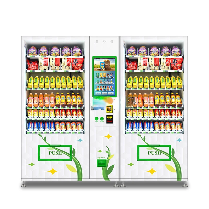 Big Capacity Touch Screen Automatic White Vending Machine Food And Drink Smart Vending Machin