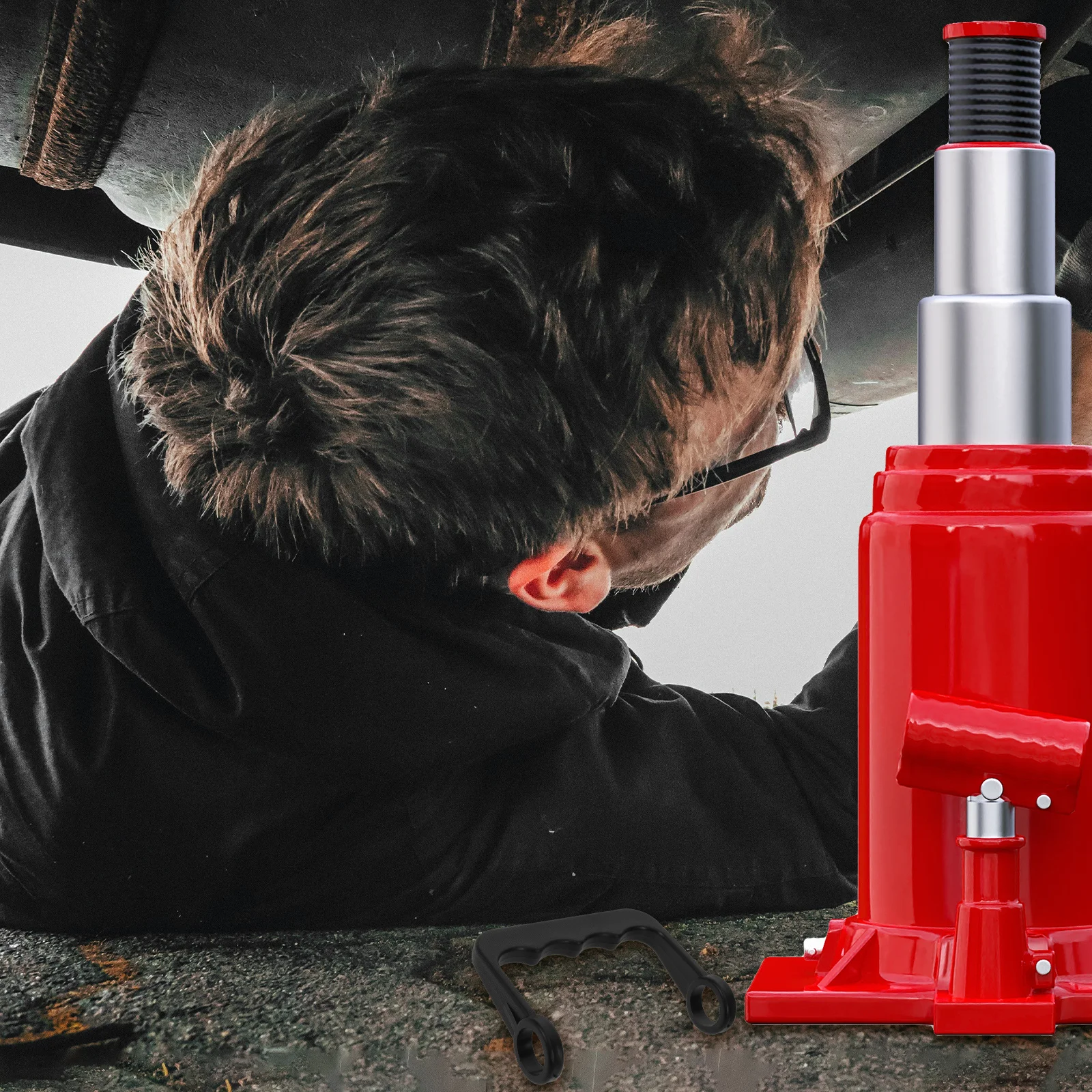 Reemplazo de mango de cric para remolque de coche, cric de suelo hidráulico, herramienta de elevación de neumáticos duradera de aluminio negro, manivela Horizontal