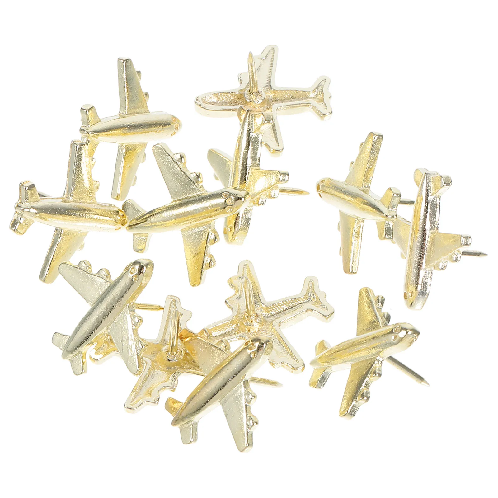 

12pcs Metal Airplane Thumbtacks Gold Creative 3D Pins for Photo Wall Map Travel Christmas Zinc Alloy Pushpins Display