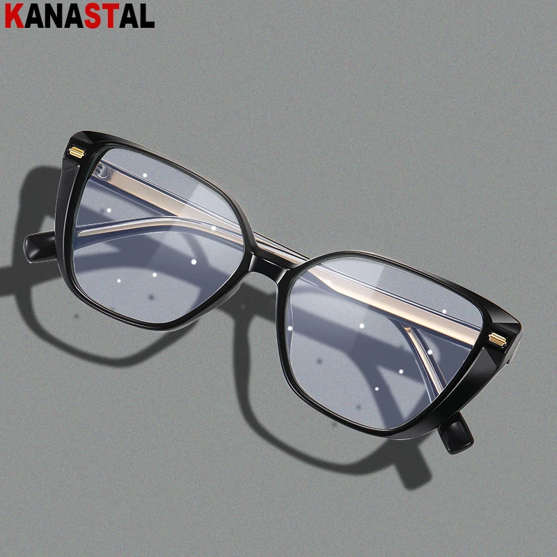 Women's Blue Light Blocking Glasses TR90 Plate Shaped Eyeglasses Frame Trend Computer Eyewear Ultralight Ladies Myopia Glasses image 3