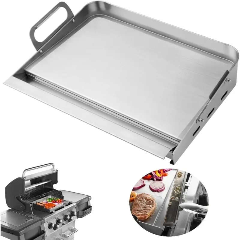 

Stainless Steel Griddle With Removable Grease Tray,Grill Griddle For Outdoor Grillwith Retractable Stand