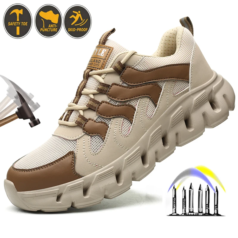 Work Safety Shoes Men Women Steel Lightweight Toe Shoes Anti-slip Protective Safety Boots Male Breathable Work Sneakers Footwear