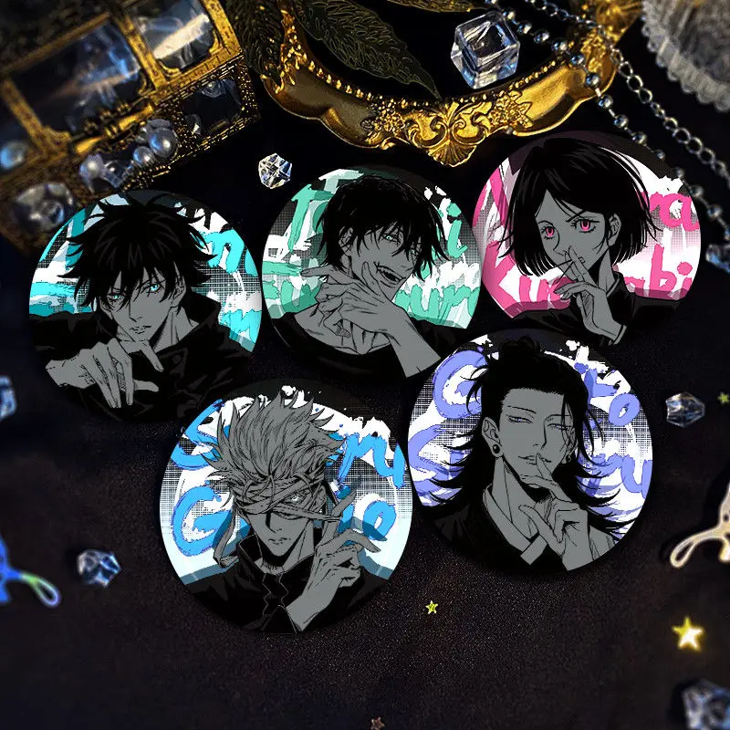 Anime Jujutsu Kaisen Satoru Gojo Badge, Double Goods, ACGN, Sinal para Decoração Saco, Coleção de Presentes de Férias, Homens e Mulheres, Em estoque