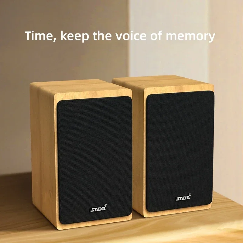 

Wooden Multimedia HIFI Shock Stereo Heavy Bass Sound Box Home Mini Desktop Computer Bluetooth Speakers Active USB Wired 2.0