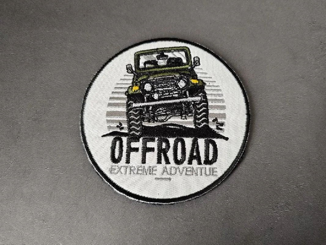 Outdoor Buggy Off-road Vehicle Patch 3D Embroidery Personality Bag Travel Adventure Backpack Hook Loop Patches for Clothing