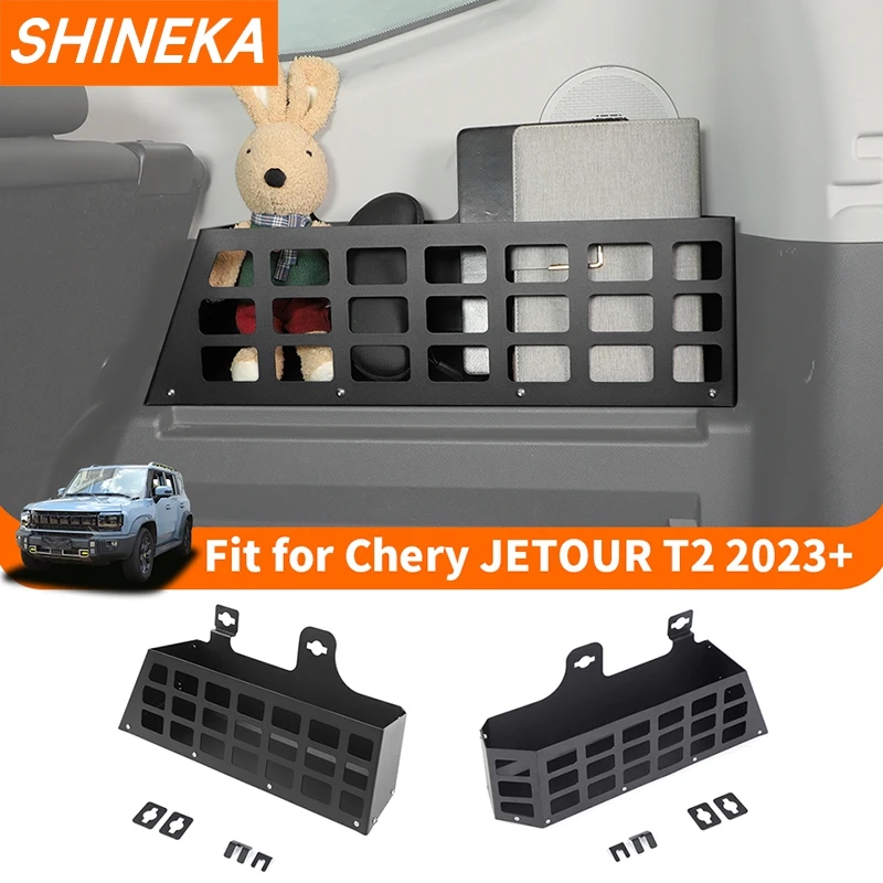 SHINEKA Metal Car Trunk Storage Box Modified Tailbox Storage Rack For Chery Jetour Traveler T2 2023 2024 Up Interior Accessories