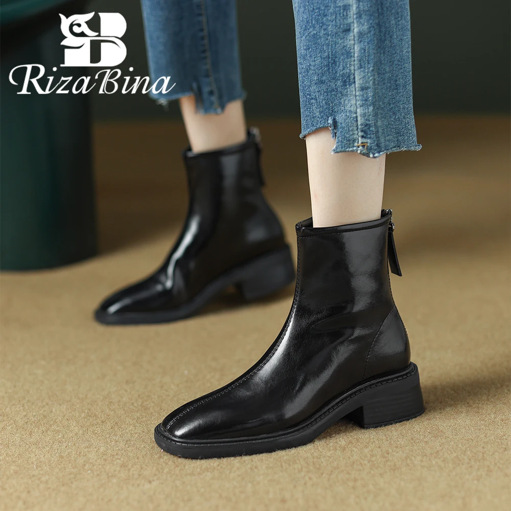 

RIZABINA Women Ankle Boots Luxury Genuine Leather High Heeled Zipper White Chelsea Short Boot 2023 Elegant Female Winter Booties