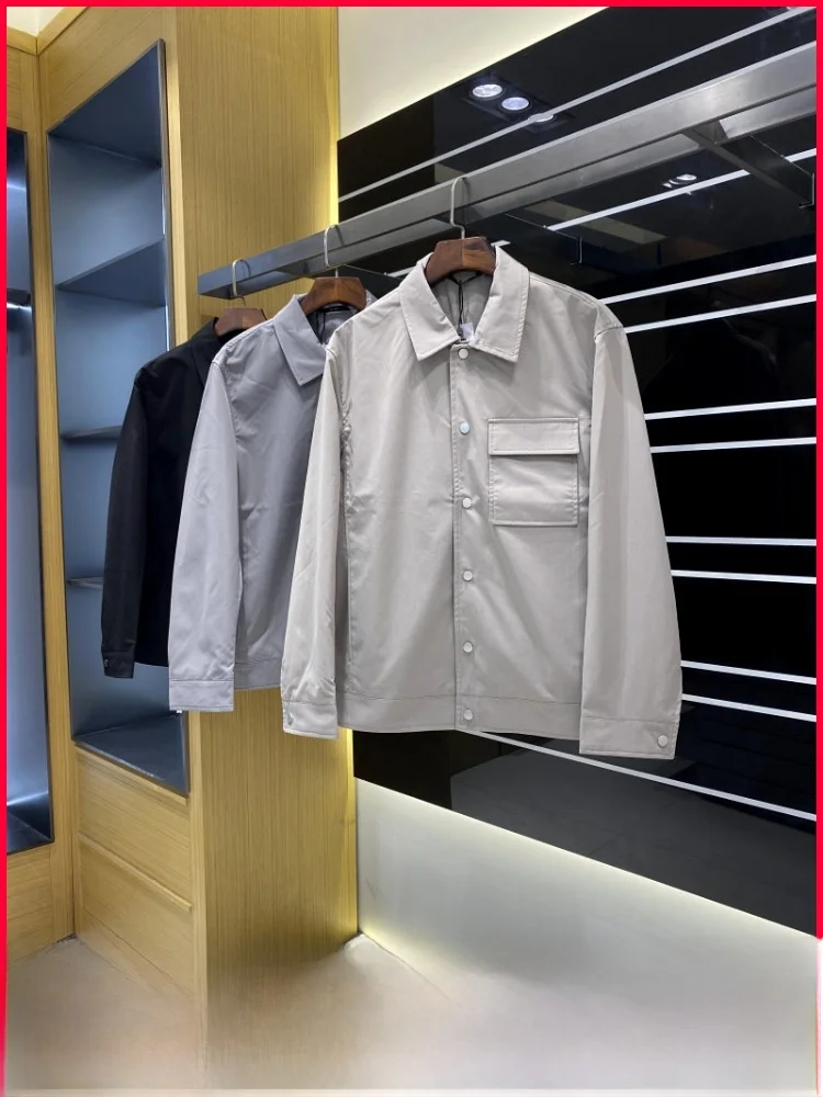 

Busin Casual Men's Cheered Fabric Jaet Autumn Commute Versatile Workwear Casual Collar Polyester Fiber Long ...