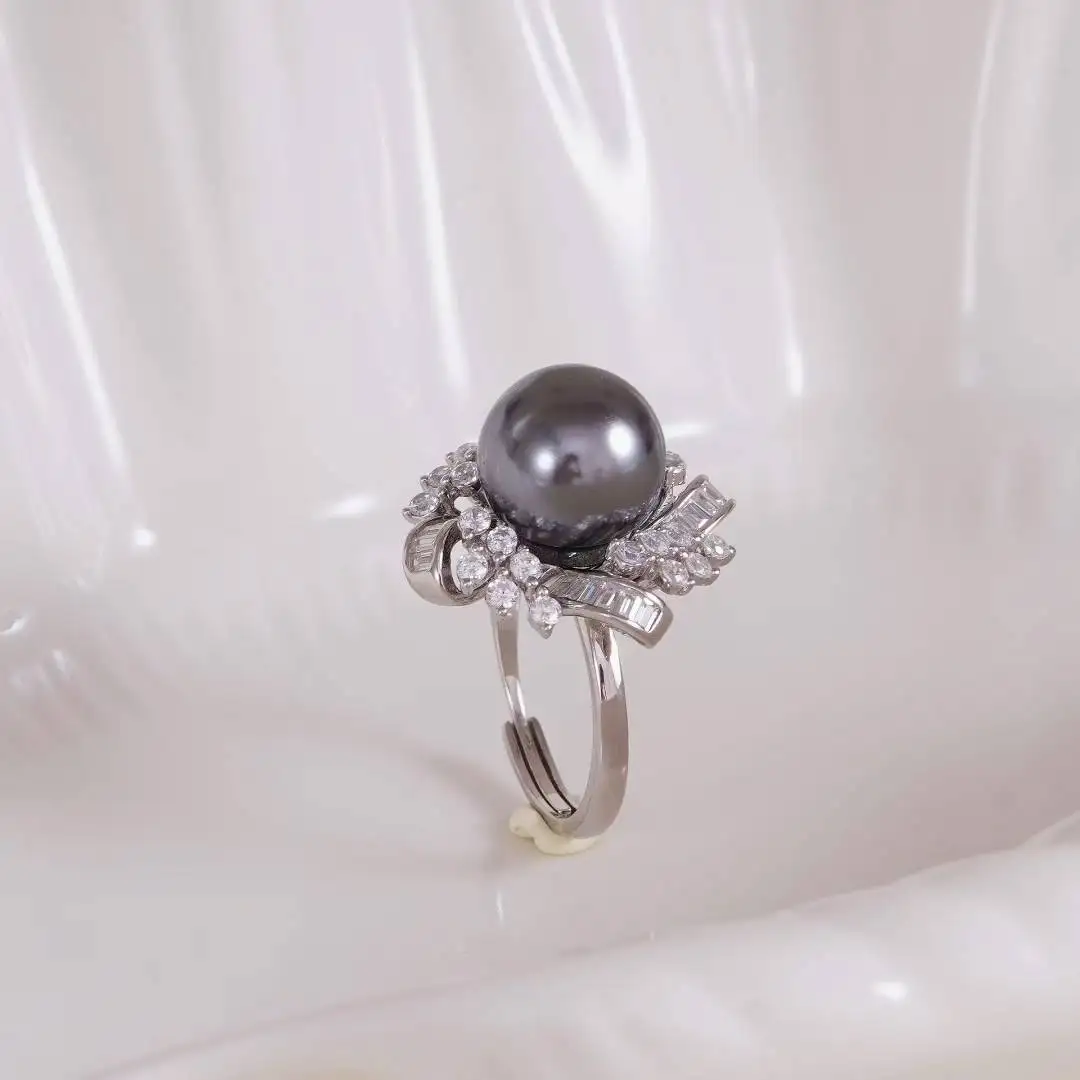 S925 Sterling Silver Adjustable Finger Ring Mountings Base Setting Findings Jewelry Components for 12-13mm Pearls 3pcs/lot