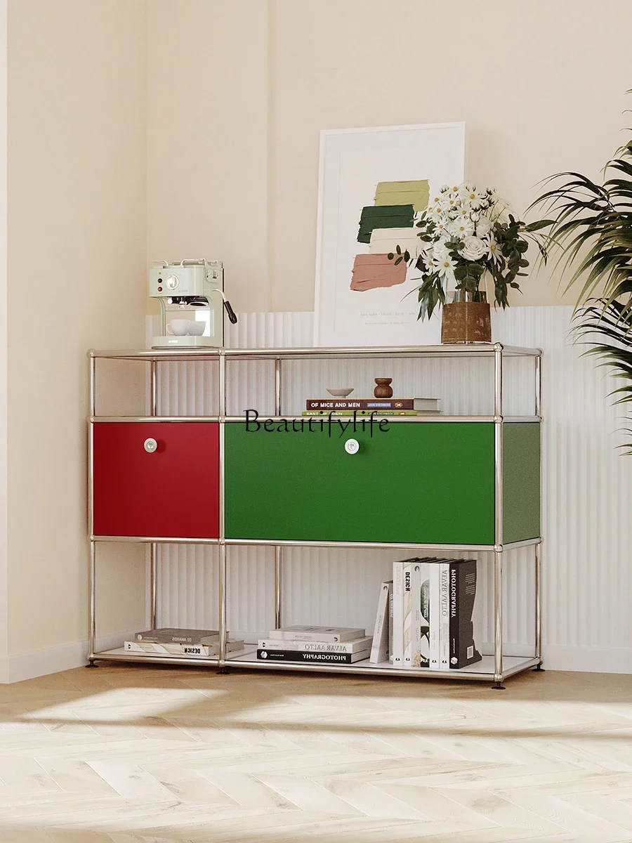 LJY * خزانة وحدة خلط الألوان الشمالية من الفولاذ المقاوم للصدأ في العصور الوسطى خزانة تلفزيون بسيطة #4