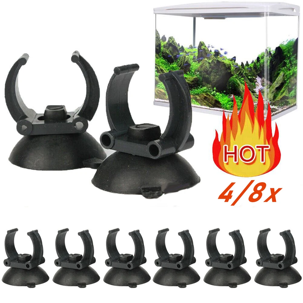 

8Pcs Fish Tank Aquarium Suction Cups Heater Tube Holder Clamps Clips Aquarium Light Suction Clips 35mm Diameter, Black Parts