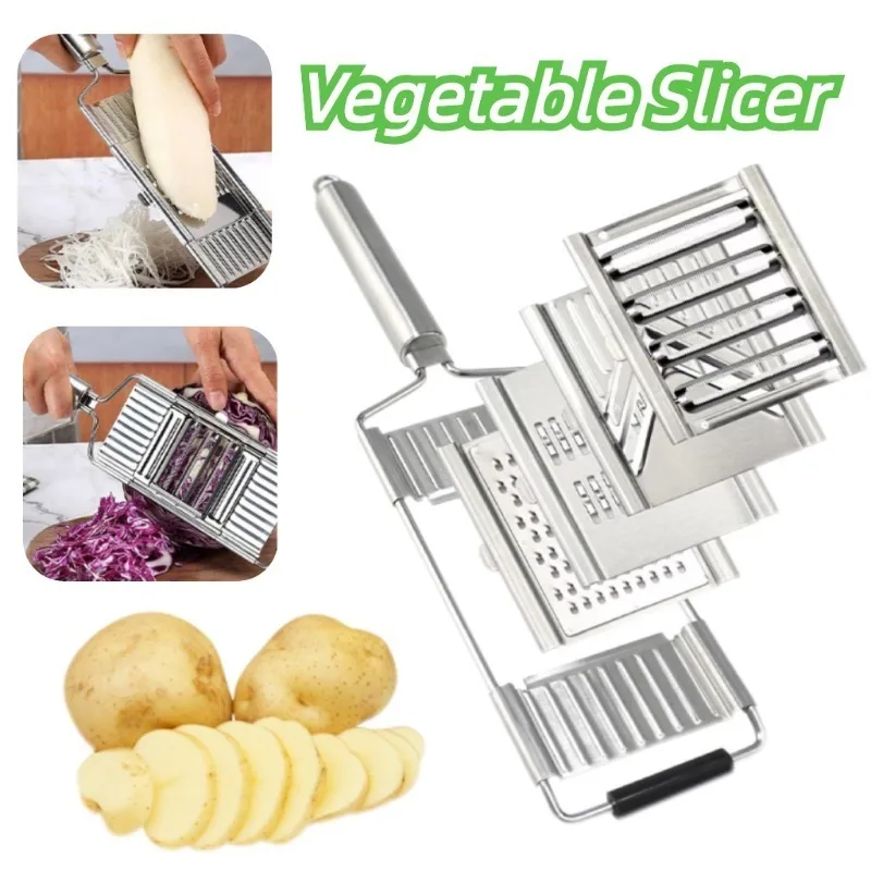 

Stainless Steel Vegetable Cutter & Slicer Set Portable Multi-Purpose Manual Fruit Carrot Potato Grater Kitchen Tools