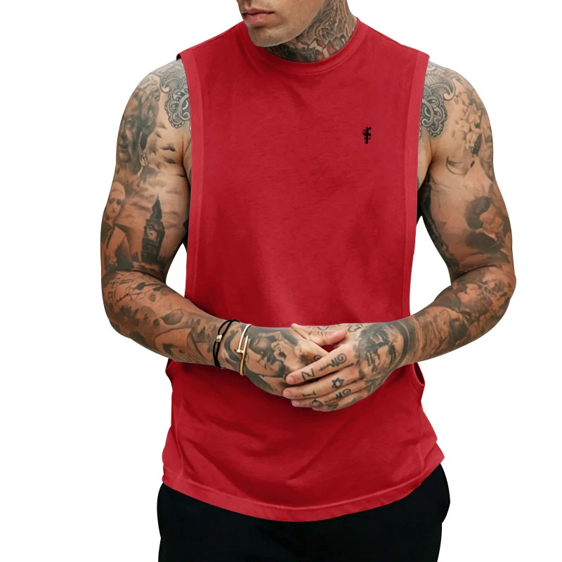 European & American Cross-Border Plus Size New Summer Loose Tank Top Men GYM Musical Note Print Fitness Bodybuilding Sleeveless