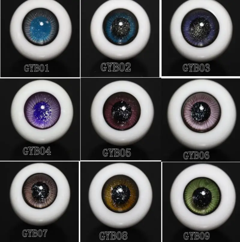 

GYB Glass BJD doll eyeballs for 1/3 1/4 1/6 1/8 1/12 Dolls 8MM 10MM 12MM 14MM 16MM 18MM Round Eyes with Handle for Reborn Doll