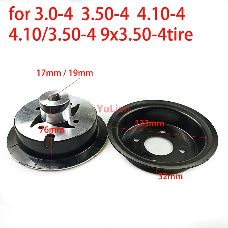 for 3.00-4 3.50-4 4.10-4 4.10/3.50-4 9x3.50-4 tire tyre 4 inch aluminum alloy wheel rim Keyway hub 17mm or 19mm Inner hole