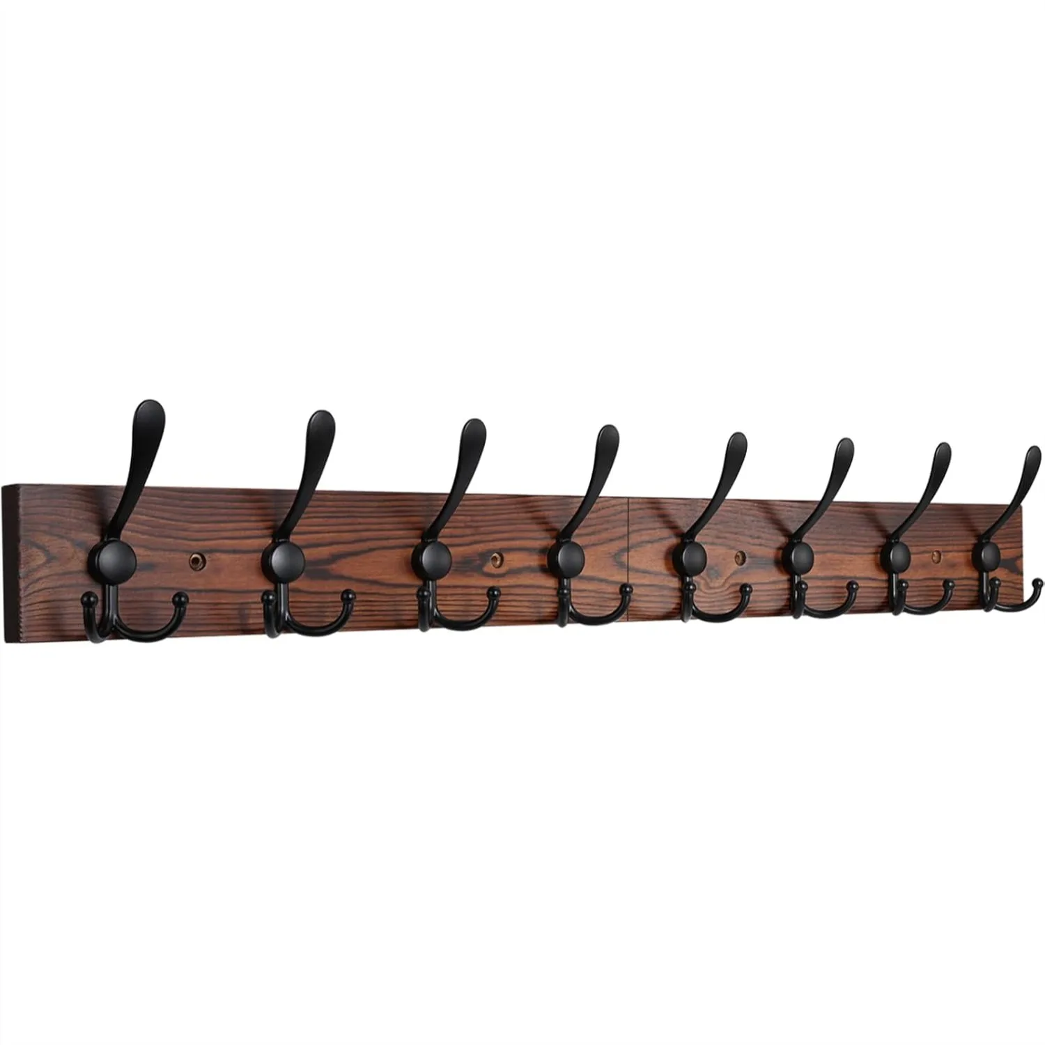 

Wall Mounted Coat Rack with 8 Black Rustic Hooks, 31-2/5'' Long Metal Wood Entryway Hanging Rail for Organizing Coats and