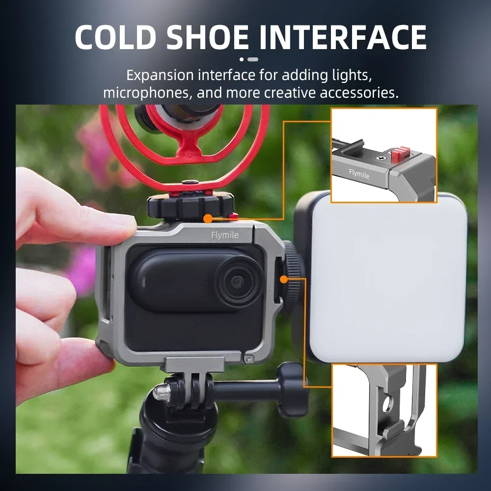 Marco protector Flymile para Insta360 GO3/3S, adaptador de expansión de montaje en zapata fría, soporte de liberación rápida, accesorios para cámaras deportivas