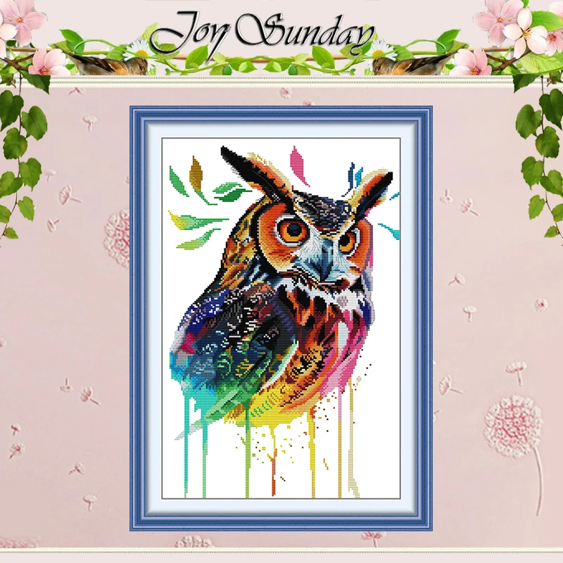 

Colorful Owl Patterns Counted Cross Stitch Set DIY 11CT 14CT 16CT Stamped DMC Cross-stitch Kit Embroidery Needlework Home Decor