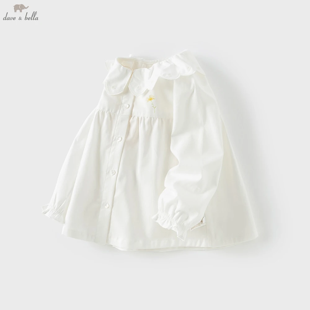 

Dave Bella Children's Long Sleeve Shirt Girls Spring Autumn Cute Blouse Sweet Cotton Party Formal Casual Shirt Tops DB1250889