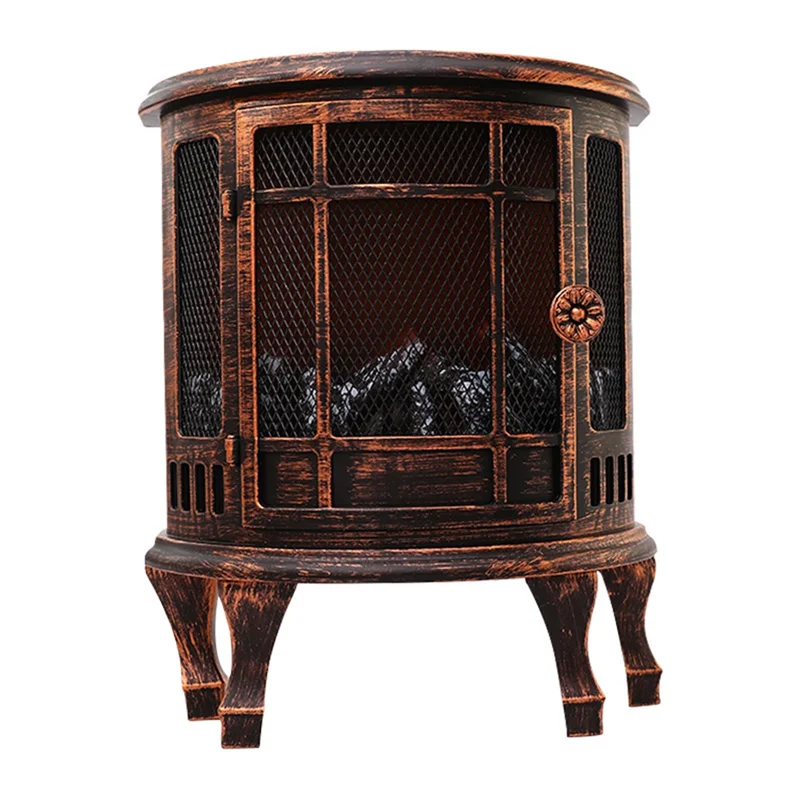 ABBN-Mini LED Fireplace Vintage Decorative Lantern Indoor Outdoor Table Living Room Fall Decoration With USB/Battery Operated
