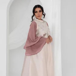 Satin Diamond Abaya Flare Sleeve Muslim Women Long Maxi Dress Turkey Kaftan Arab Robe Dubai Eid Party Morocco Jalabiya Vestidos