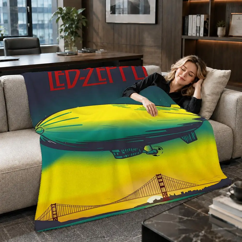 Band Classic Hard Rock Led Zeppelin Throw Soft Warm Flannel Throw Blanket for Sofa Bed Office Home Holiday Gift All Season