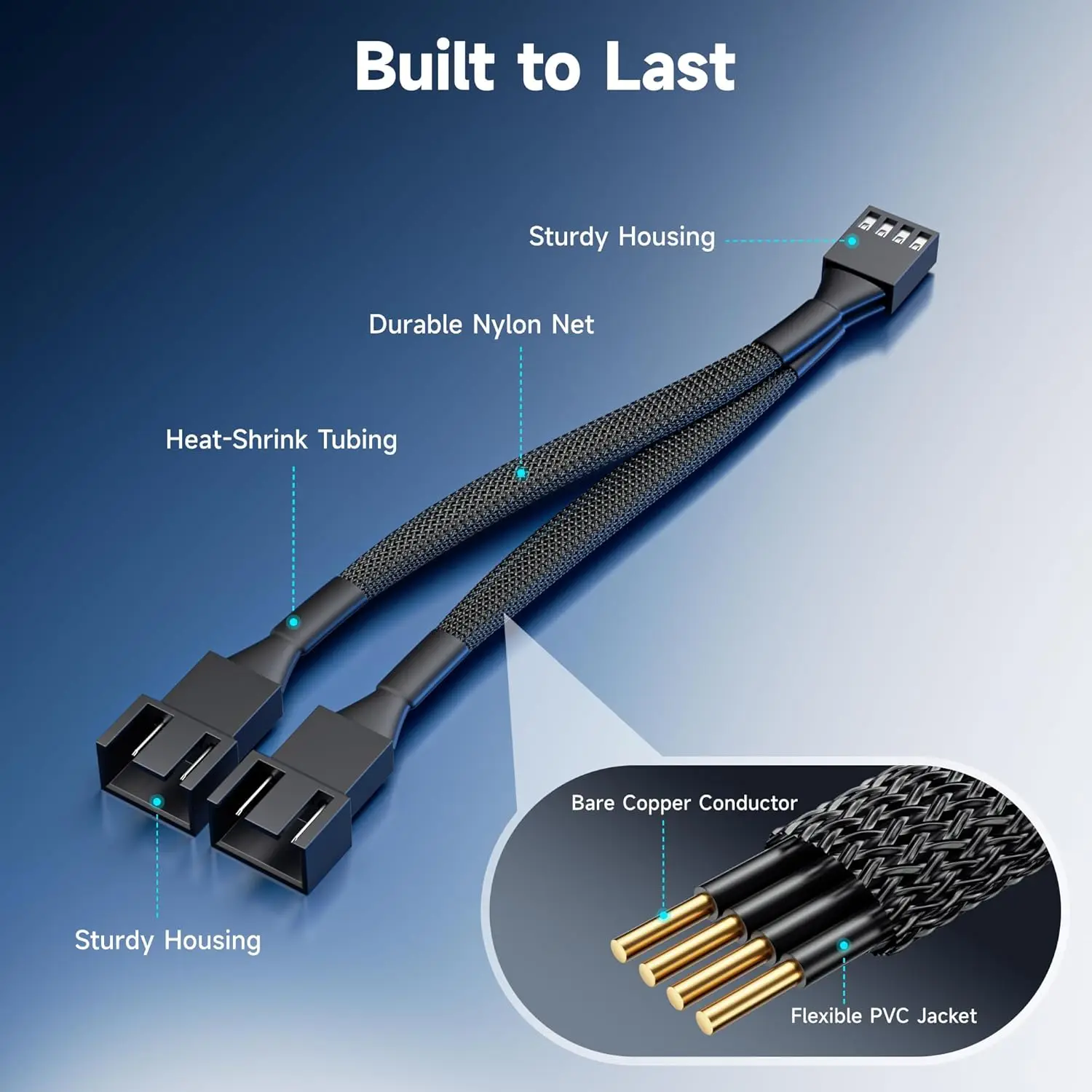 Cable Matters 3 Way 4 Pin PWM Fan Splitter Cable-12 Inches,1xPWM-Controlled with 2 Follower,PC Fan Splitter 1 to 3 Converter