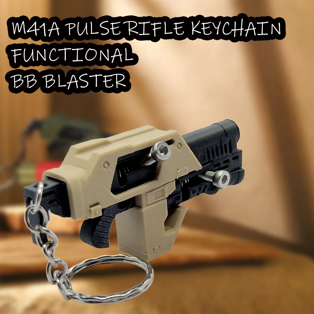

3D Print Mini M41A Pulse Rifle Bullet Toys Can Fire Small Balls Functional Blaster Toy Kids Toy Keychain Backpack Pendant
