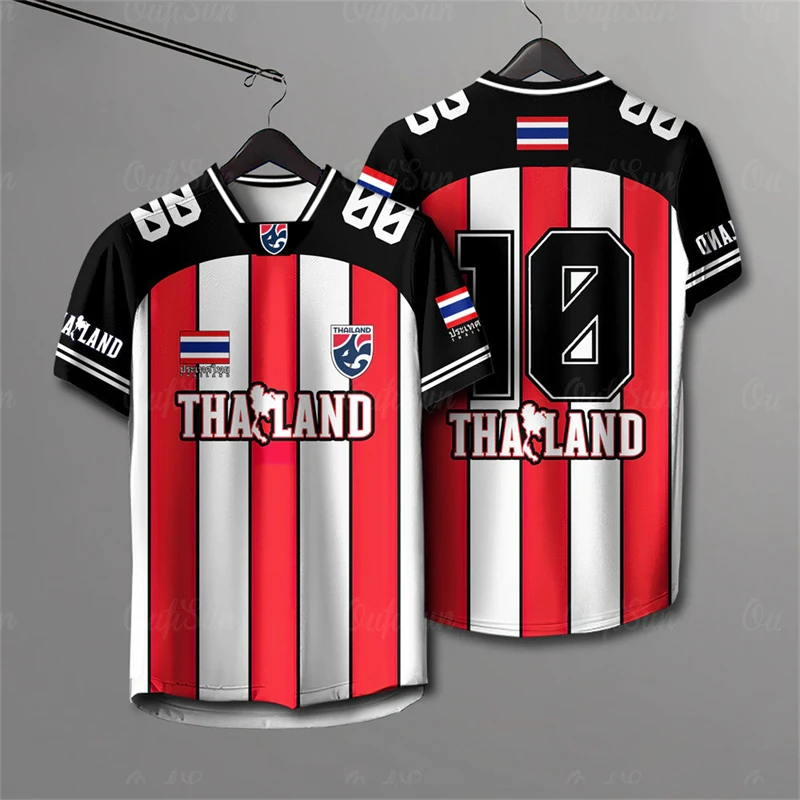 Thailand National Soccer Jersey, Bohemian Floral All Over Print Schnelltrocknendes Oberteil für trendige, virale Fußballfans im Alltag. – Detail 4