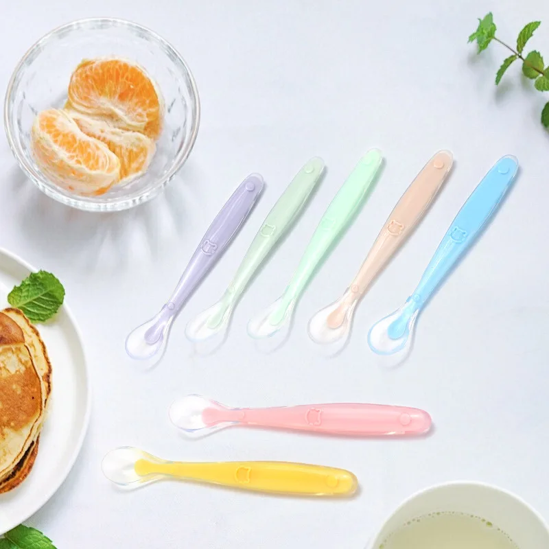 Baby Soft Silicone Spoon Toddler Complementary Food Feeding Training Spoon for Infants Soft Tip Kids Tableware