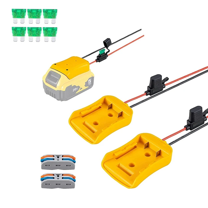 2 Packs Power Wheel Adapter For 20V Battery With Fuse & Wire Terminals,Lithium Battery,Power Connector For Rc Car