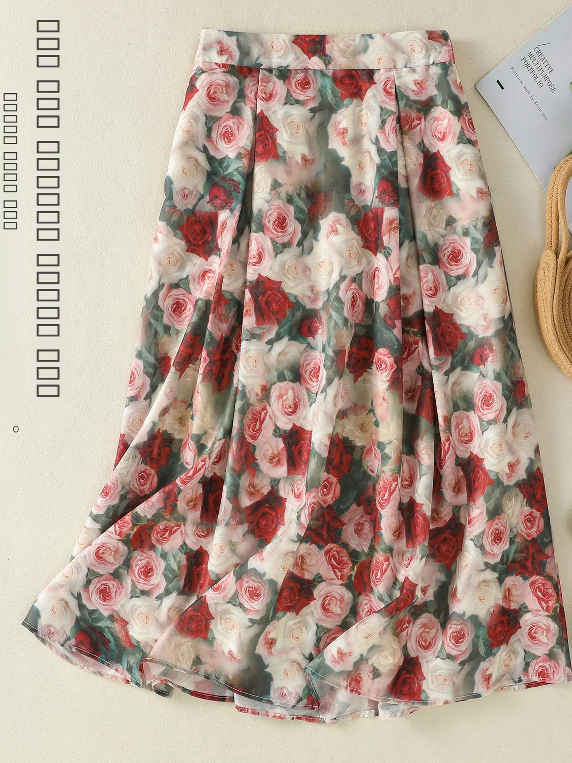 

Свободная юбка-миди трапециевидной формы, художественная корейская японская льняная юбка с цветочным принтом, большие размеры, утягивающая юбка, удобная повседневная юбка