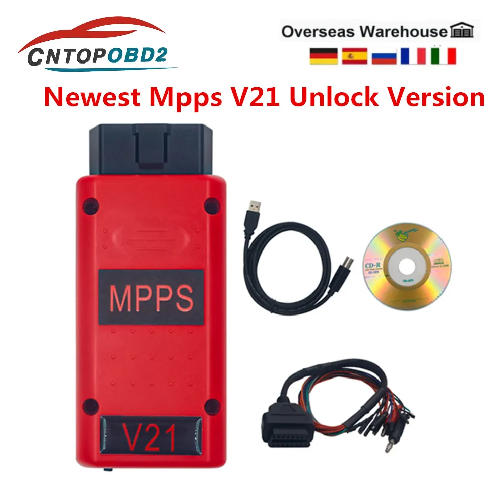 Latest MPPS V21 Unlock Version Life Time Use Mpps V18 Full Chip With Breakout Tricore Cable OBD2 ECU Chip Tuning Scanner Tool