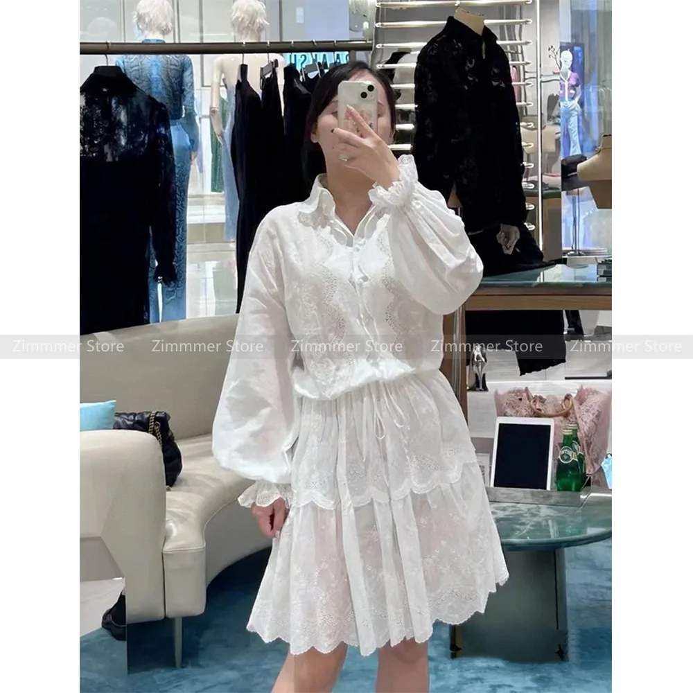 No returns! High-end exquisite niche floral embroidery long-sleeved lapel waist slimming age-reducing commuting party dress