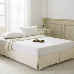 Falda de cama de Color sólido para el hogar, cubierta de cama de Hotel con superficie doble/completa/Queen/King, sábana con esquinas divididas