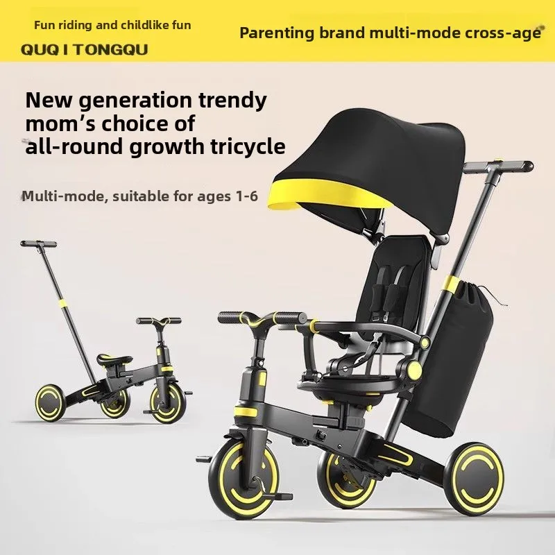 

Multifunctional Children's Tricycle Baby Walking Trainer Reclining Foldable Lightweight Baby Bicycle Toddler Ride-On
