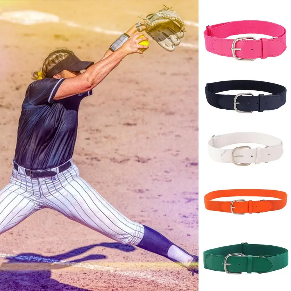 Teenager Elastic Baseball Softball Belt Adjustable Length Alloy Buckle Belt Solid Color Imitation Leather Belt Спортивный Пояс