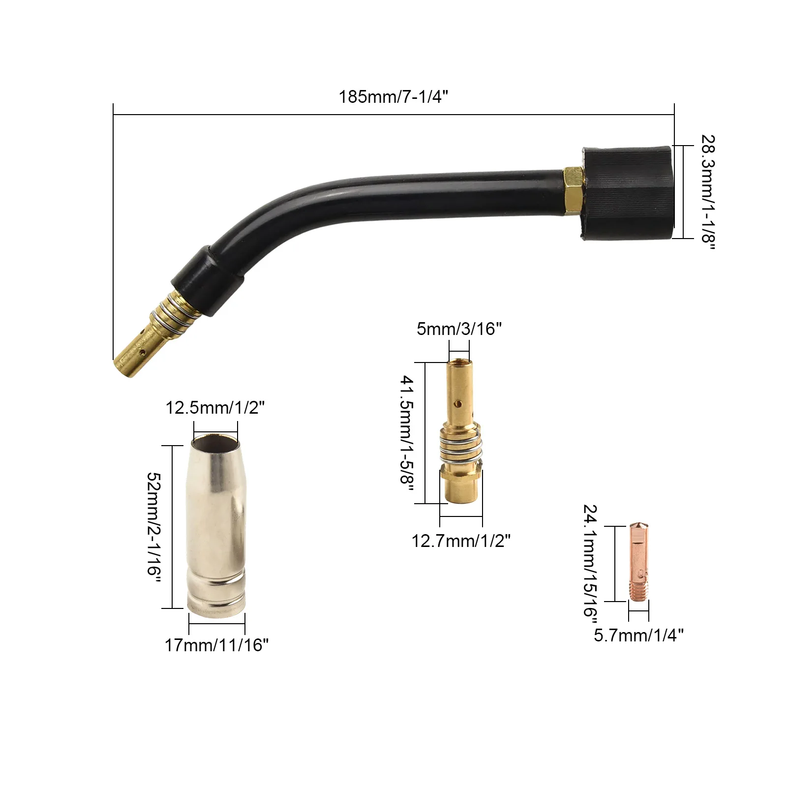 Electric Welder MIG Torch Replacement Parts Set for AK15 Features 17pcs of High Performance Nozzles and Contact Heads