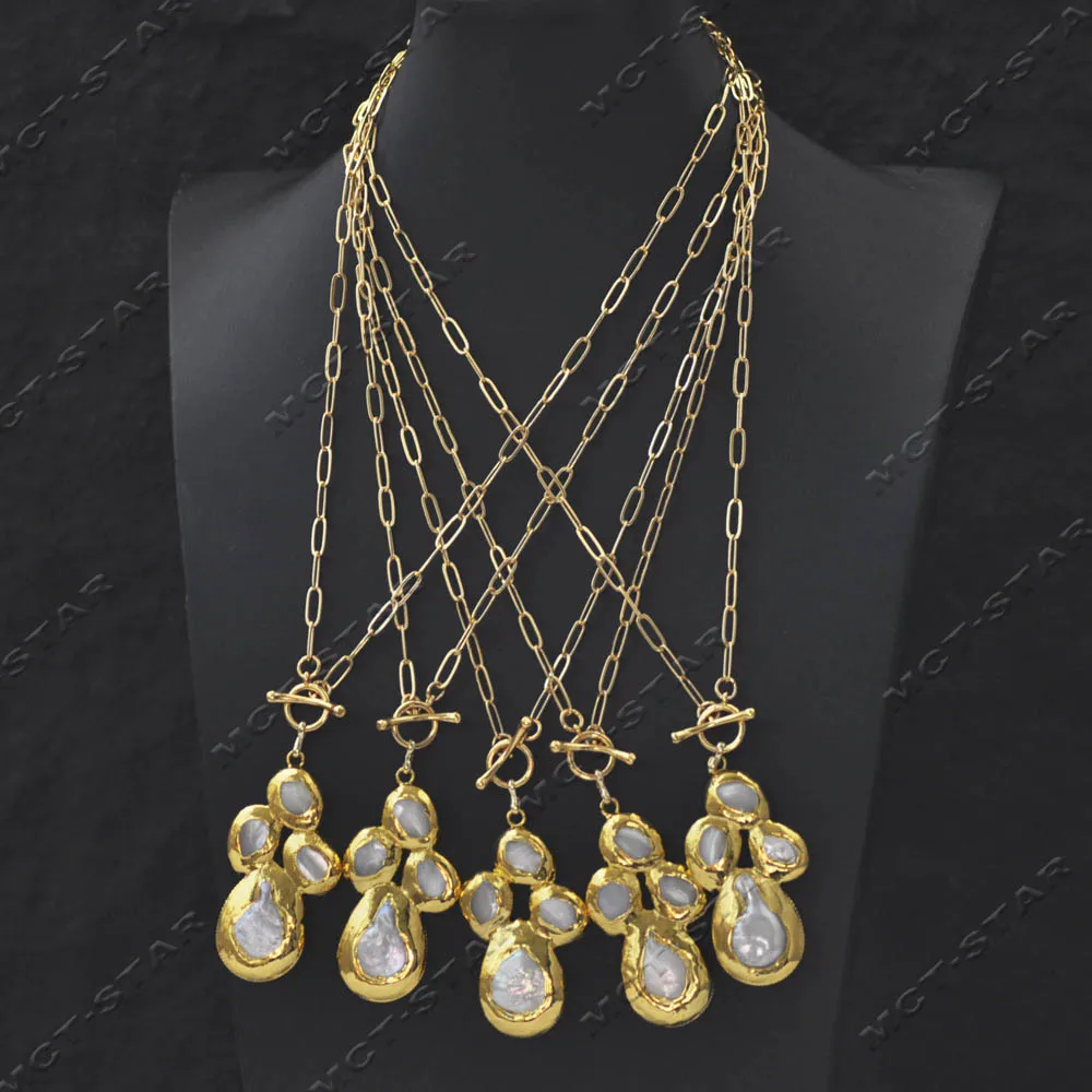 

Z14252 Wholesale 5Pcs 18" 46mm White Coin Pearl Pendant Chain Custom Jewelry