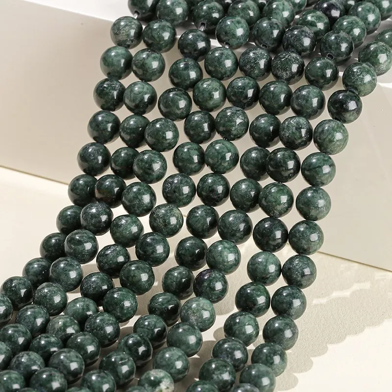Naturstein dunkelgrüne Jade Jaspis Perlen runde lose Abstand halter 6 8 10mm für Schmuck herstellung DIY Halskette Armband Zubehör