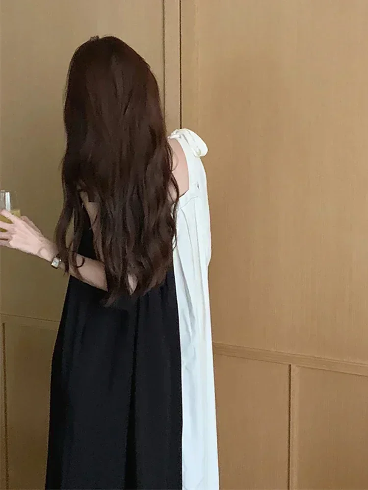 XITAO ضمادة القوس ساحة طوق البلوز فستان السباغيتي حزام فضفاض الكاحل طول 2025 صيف جديد عرض رقيقة عادية LYD1247 #2