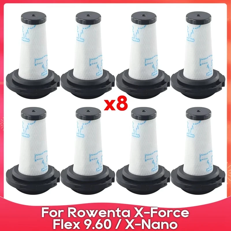 8Pcs Washable Filter ZR009010 For Rowenta X-Force Flex 9.60 Aqua Allergy Animal / X-Nano Vacuum Cleaner Part