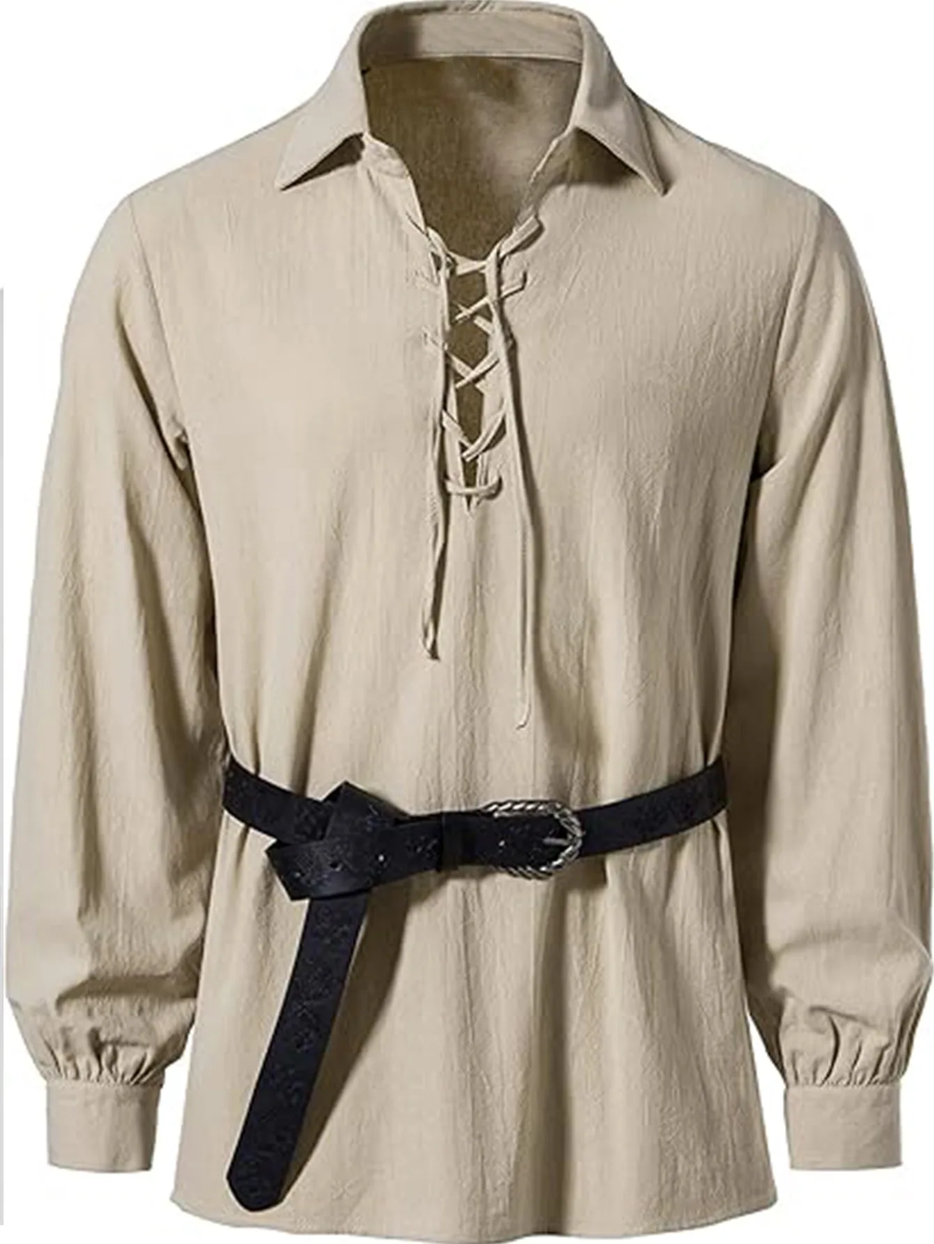 Camisa Medieval Gótica para Homens, Camisa de Pirata Renascentista de Manga Longa com Cadarço, Top Vintage, Fantasia de Cosplay Caribenha, História