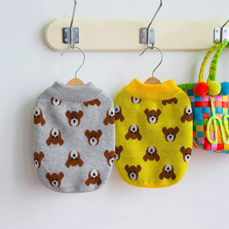 

Pet Dog Sweater for Small Medium Dogs Puppy Cat Bear Pattern Cardigan Chihuahua Greyhound Clothes Coat Outfit Costume