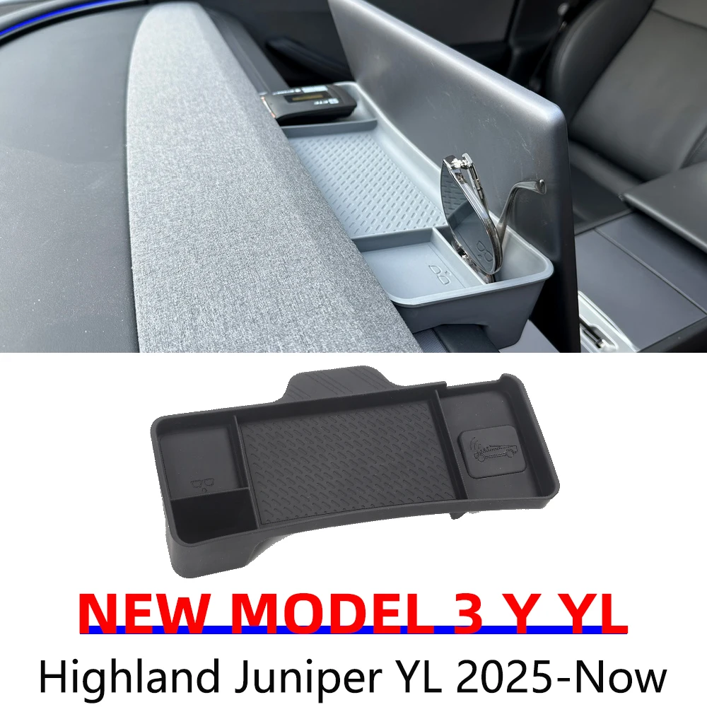 For Tesla New Model 3 Y YL Juniper Highland 2025 2026 Car Instrument Panel Storage Box Center Control Screen Rear Storage Tray